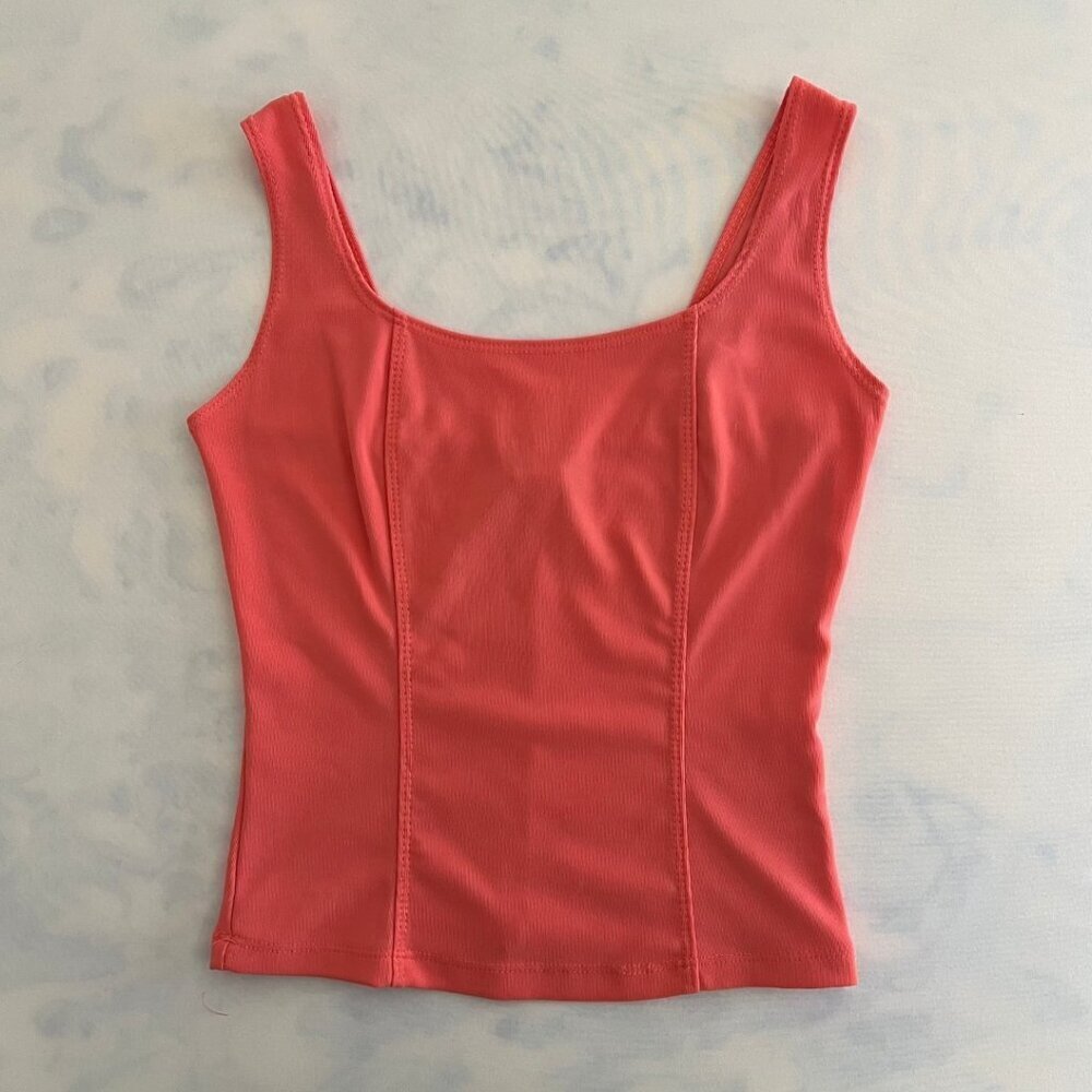 Sylvie & Mado VTG Coral Cropped Fitted Tank Top Blouse